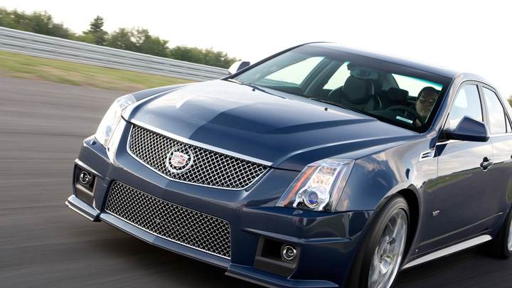 Running 2011 Cadillac CTS-V In Blue Front Pose